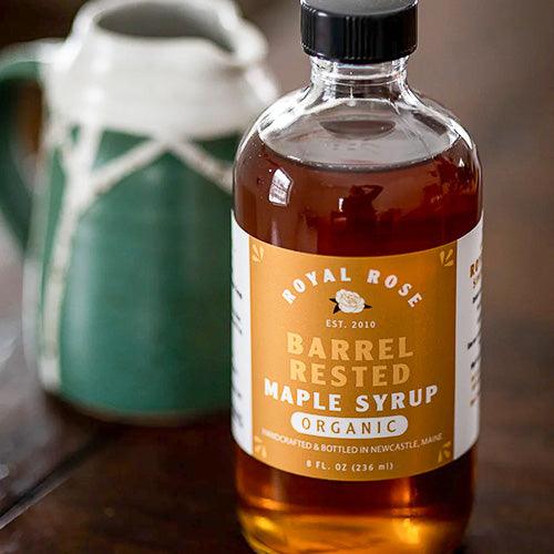 Barrel Rested Organic Maine Maple Syrup by Royal Rose Syrups