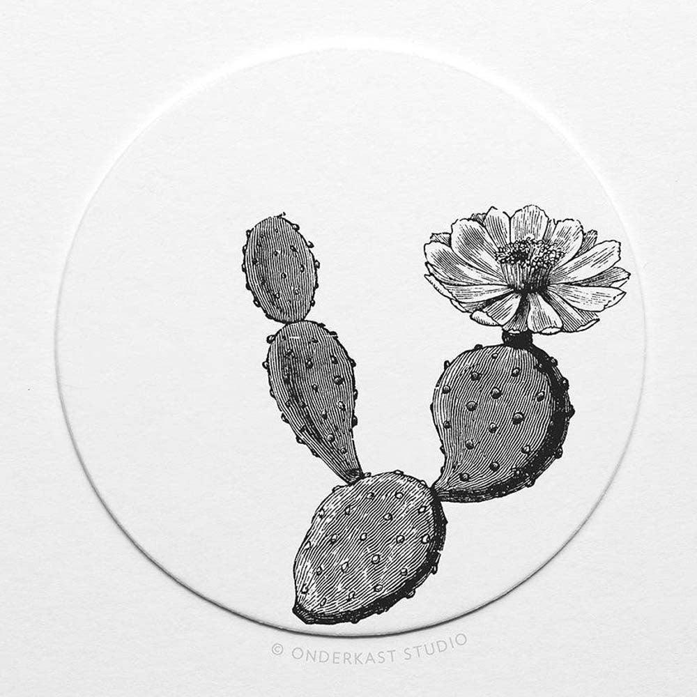 Prickly Pear Cactus Letterpress Coasters (Pack of 10) by Onderkast Studio