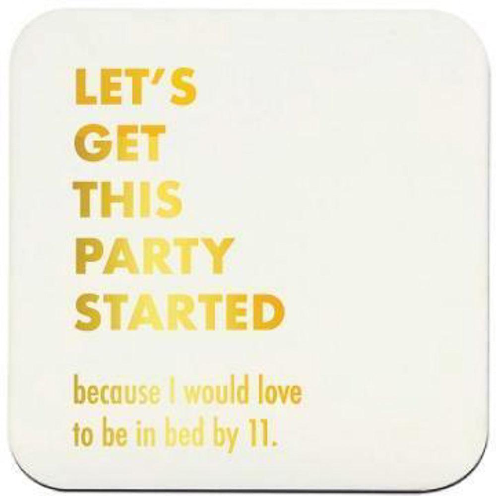 'Let's Get This Party Started' Bar Coasters (Pack of 10) by Pretty Alright Goods