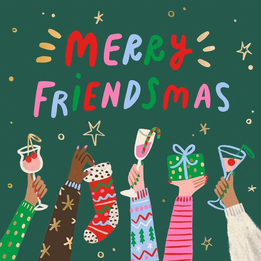 'Merry Friendsmas' Holiday Foil Cocktail Napkins (Pack of 20) by Soiree Sisters