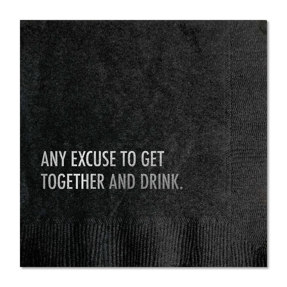 'Any Excuse to Get Together and Drink' Cocktail Napkins (Pack of 20) by Pretty Alright Goods