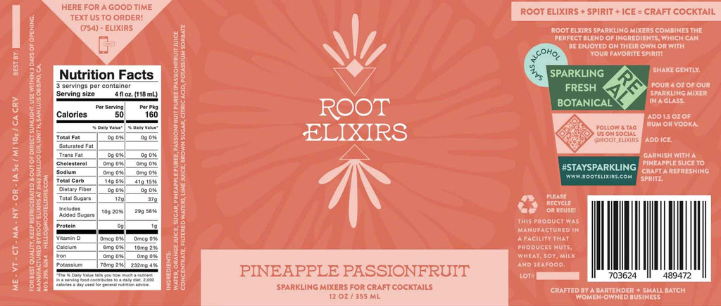 Pineapple Passionfruit Sparkling Mixer by Root Elixirs