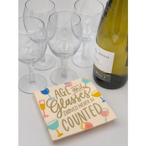 'Age and Glasses' Birthday Cocktail Napkins (Pack of 20) by Soiree Sisters