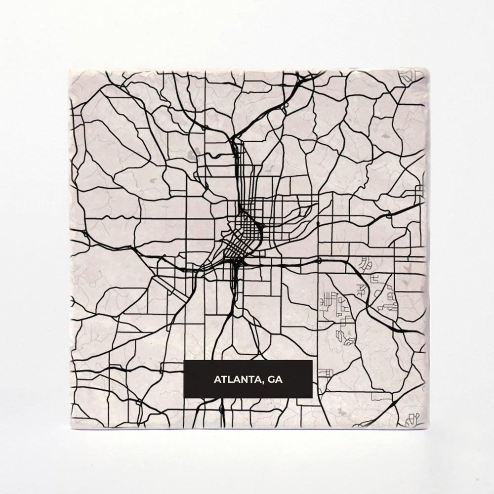 Atlanta | City Map Absorbent Tile Coaster by Versatile Coasters