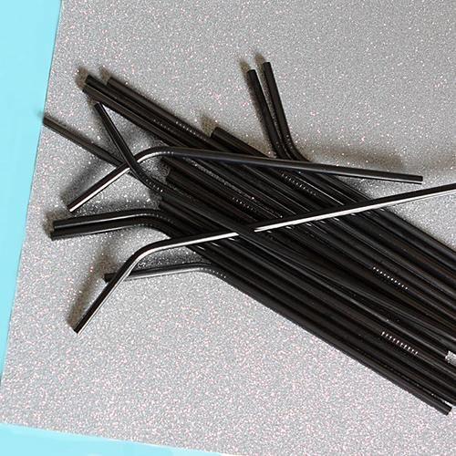 Black Reusable Stainless Steel Straws (6-piece set) by The Last Straw