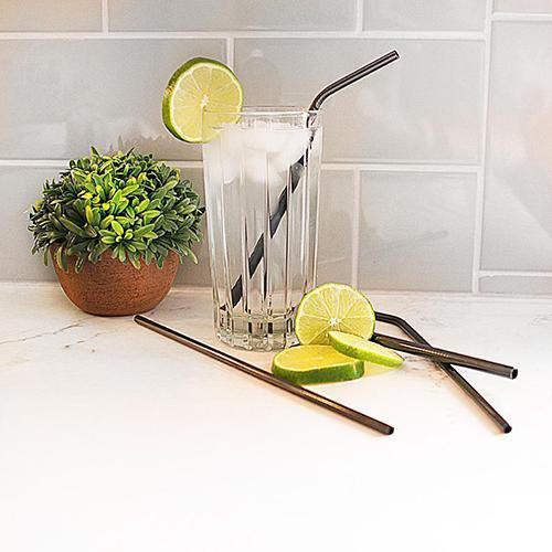 Black Reusable Stainless Steel Straws (6-piece set) by The Last Straw