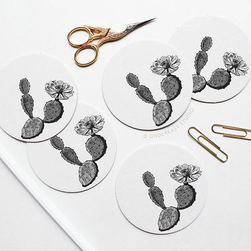 Prickly Pear Cactus Letterpress Coasters (Pack of 10) by Onderkast Studio