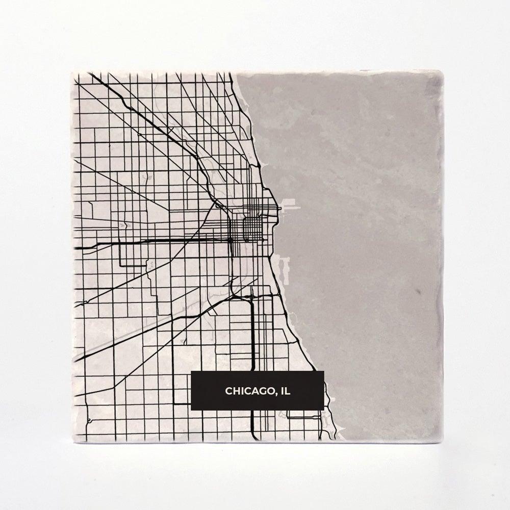 Chicago | City Map Absorbent Tile Coaster by Versatile Coasters