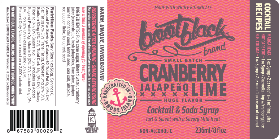 Cranberry Jalapeno Lime Cocktail & Soda Syrup (8oz) by Bootblack Brand