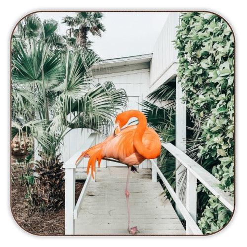 Flamingo Beach House Coaster by Art Wow