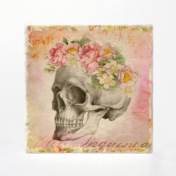 Floral Skulls Absorbent Tile Coasters (Set of 4) by Versatile Coasters