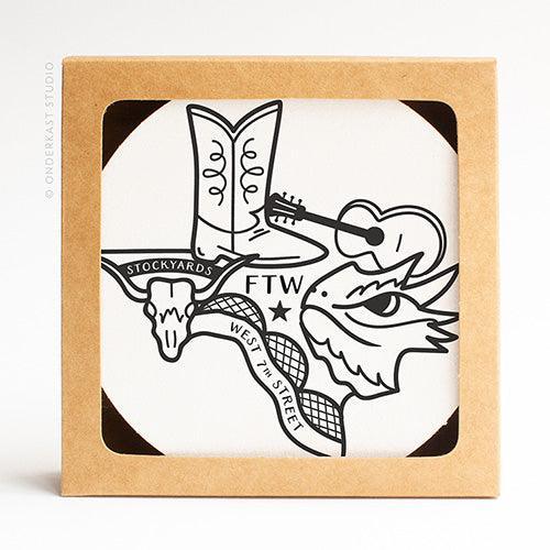 Fort Worth, Texas Letterpress Coasters (Pack of 10) by Onderkast Studio