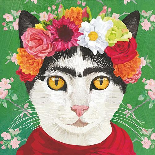 Frida Kahlo Kitty by Two Can Art Cocktail Napkins (Pack of 20) by Paperproducts Design