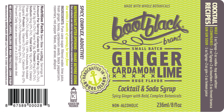 Ginger Cardamom Lime Cocktail & Soda Syrup (8oz) by Bootblack Brand