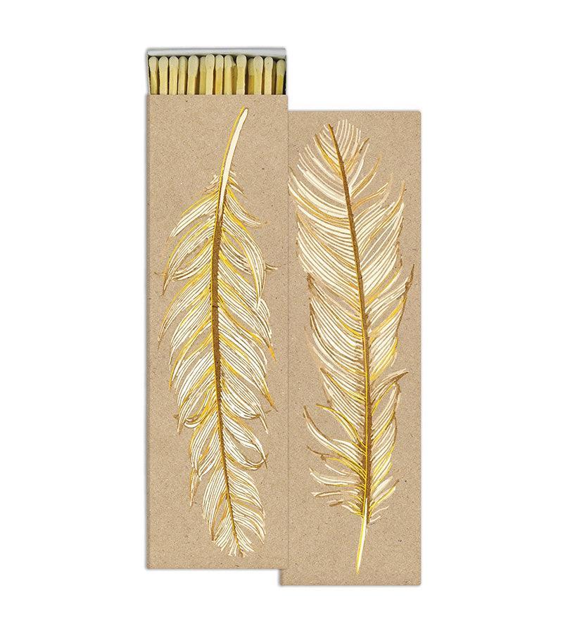 Gold Feather Long Boxed Candle Matches by HomArt