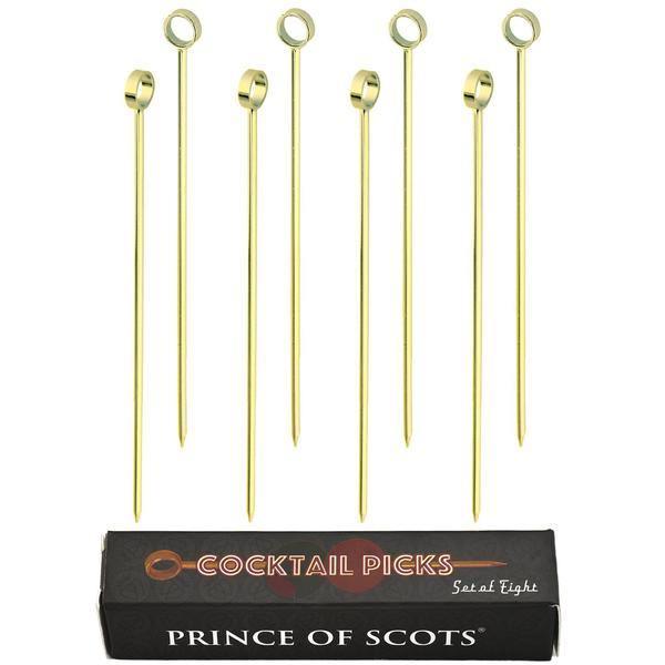 Gold Professional Cocktail Picks (Set of 8) by Prince of Scots