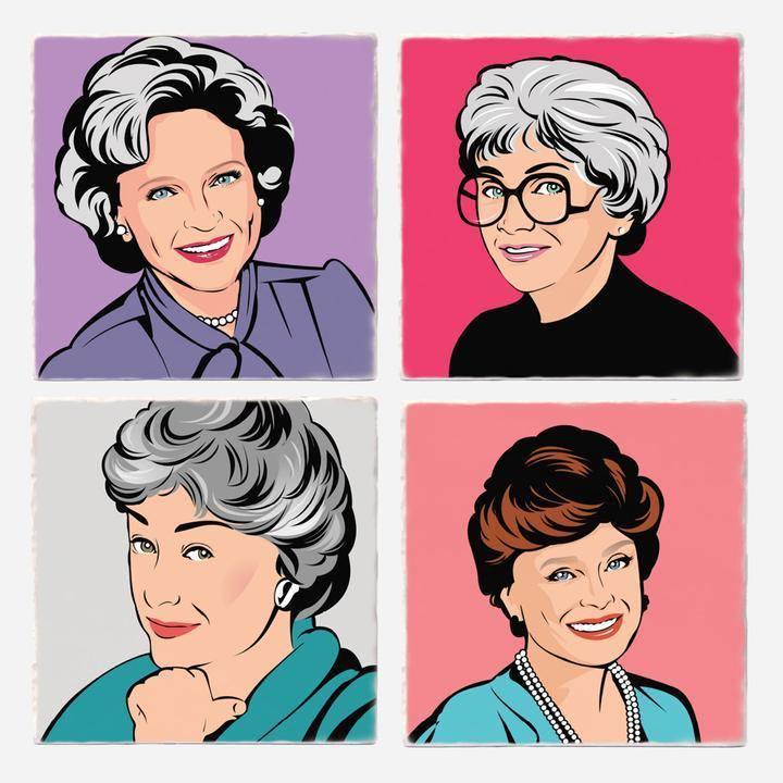 Golden Girls Illustrated Absorbent Tile Coasters (Set of 4) by Versatile Coasters