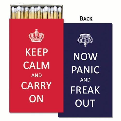 'Keep Calm, Now Panic' Decorative Boxed Candle Matches by Paperproducts Design