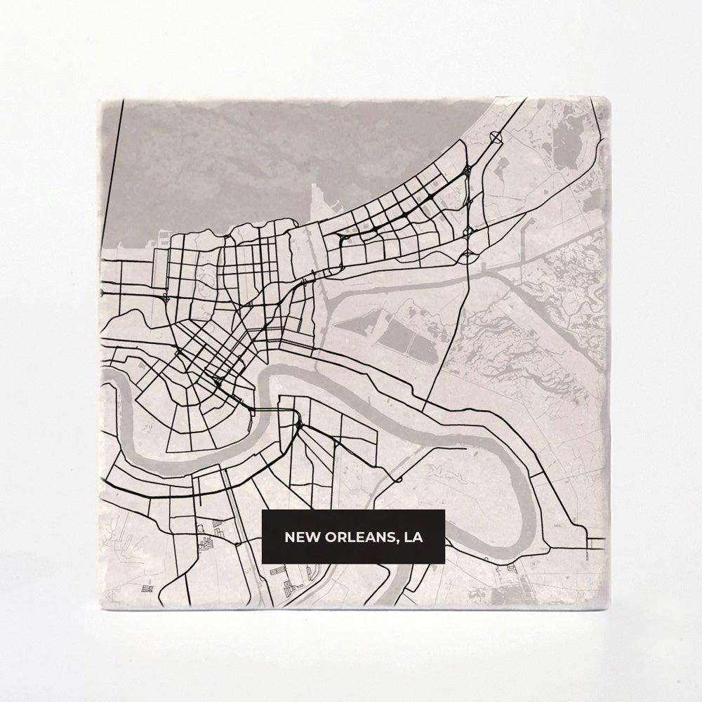 New Orleans | City Map Absorbent Tile Coaster by Versatile Coasters