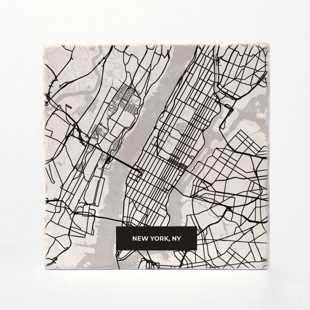 New York | City Map Absorbent Tile Coaster by Versatile Coasters