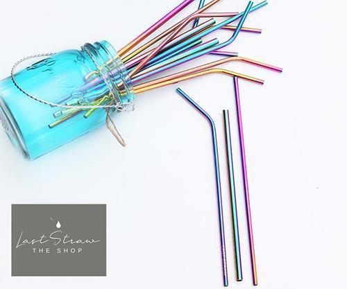 Rainbow "Suck It" Reusable Straws in Waterproof Pouch (6-piece set) by The Last Straw