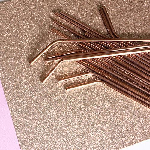 Rose Gold Reusable Stainless Steel Straws (6-piece set) by The Last Straw