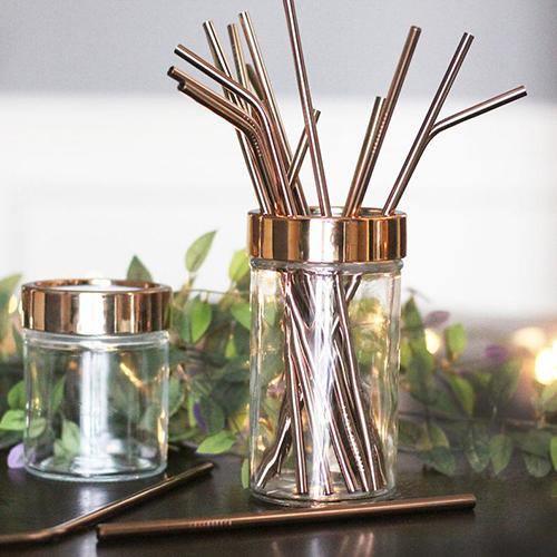 Rose Gold Reusable Stainless Steel Straws (6-piece set) by The Last Straw
