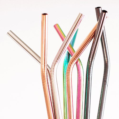 Rose Gold Reusable Stainless Steel Straws (6-piece set) by The Last Straw