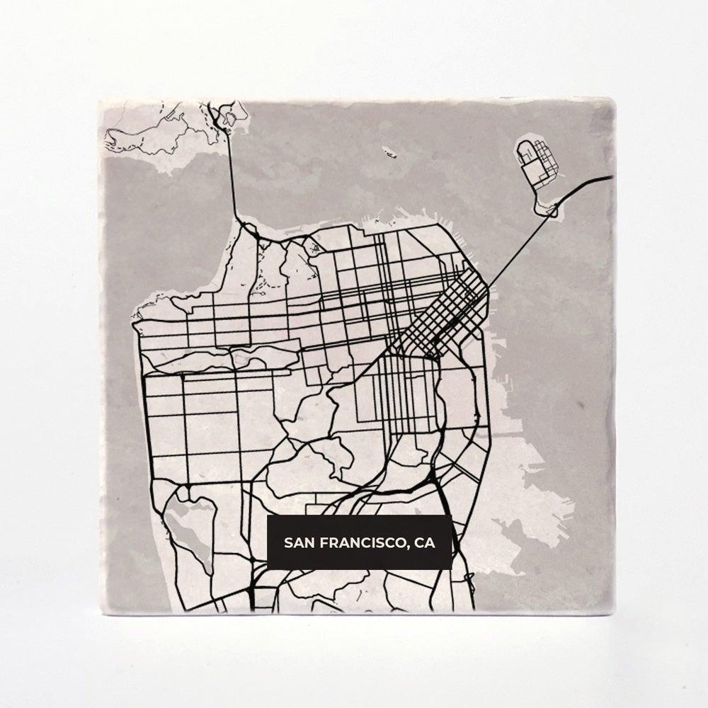 San Francisco | City Map Absorbent Tile Coaster by Versatile Coasters