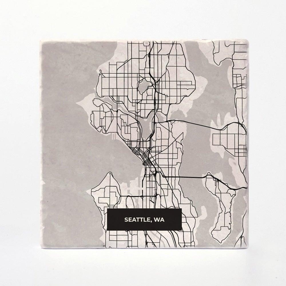 Seattle | City Map Absorbent Tile Coaster by Versatile Coasters