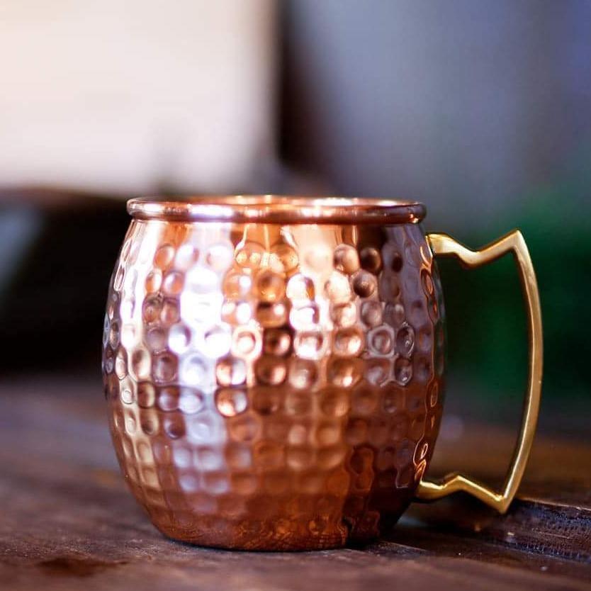 Shiny Hammered Barrel Copper Mug (16oz) by Butte Copper Co.