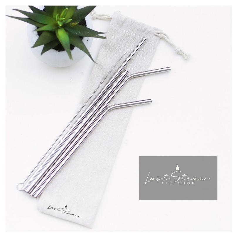 Silver Reusable Stainless Steel Straws (6-piece set) by The Last Straw