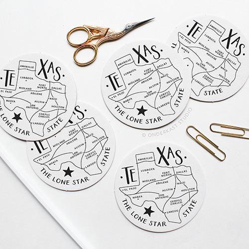 Texas State Map Letterpress Coasters (Pack of 10) by Onderkast Studio